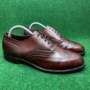 Hanover‎ Longwing Wingtip Oxford Dress Shoes Burgundy Leather Men's 8.5 C USA